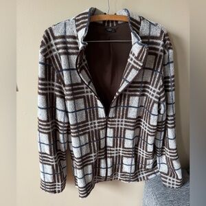 retro Brown and White Plaid Jacket